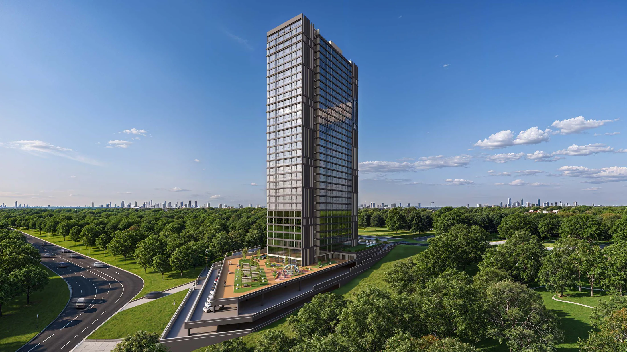 İncek Premium Residence kule ve peyzaj görünümü